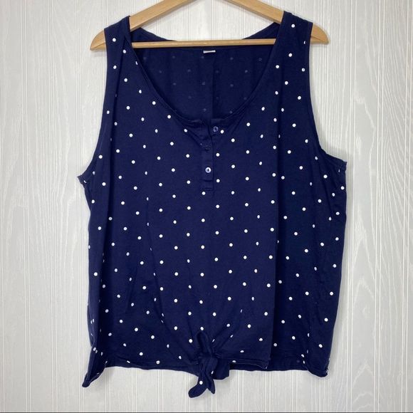 Old Navy Navy Blue Tank top with tie front Size XXL - Picture 1 of 8
